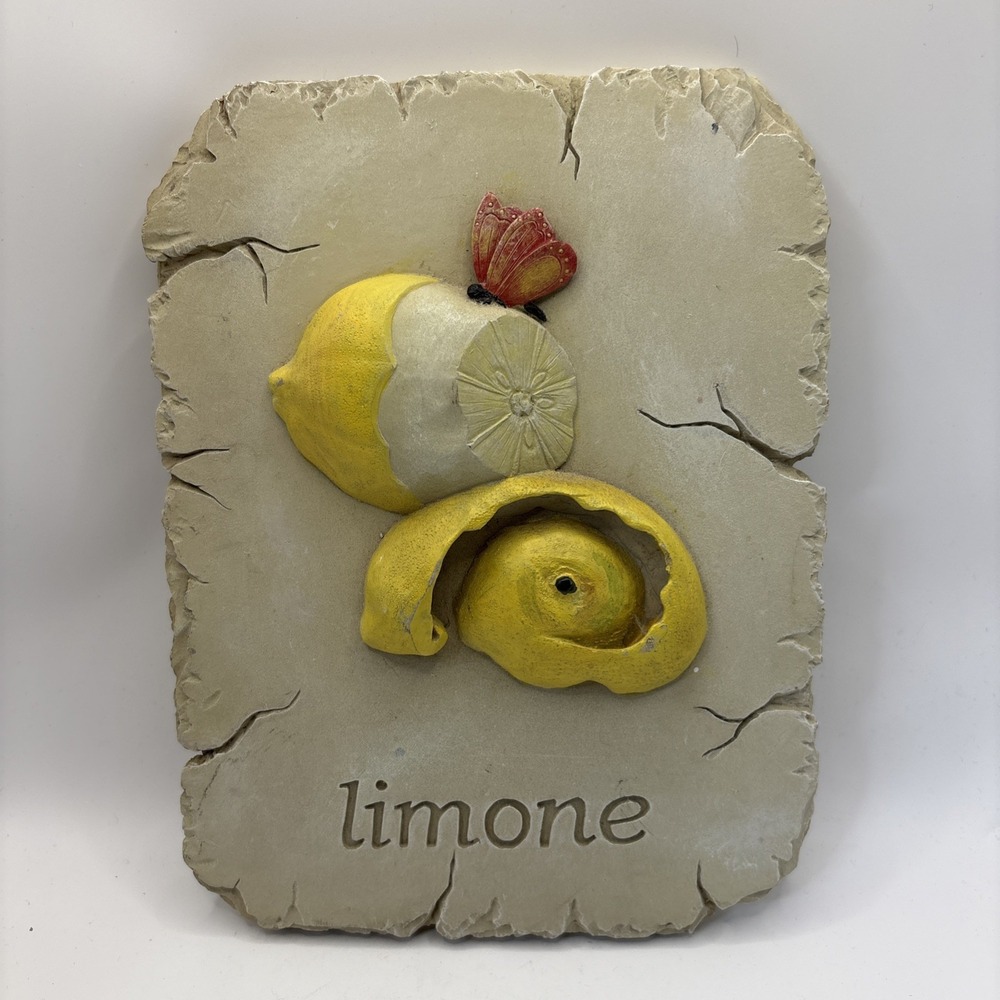 Limone Lemon Ceramic Clay Kitchen Wall Hanging 8x6" Butterfly
